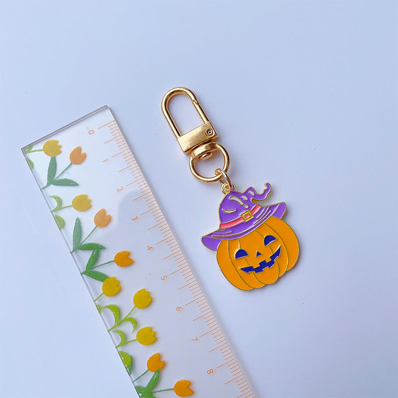 Wholesale Halloween Alloy Oil Dripping Skull Pumpkin Keychain